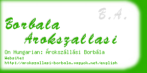 borbala arokszallasi business card