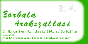 borbala arokszallasi business card